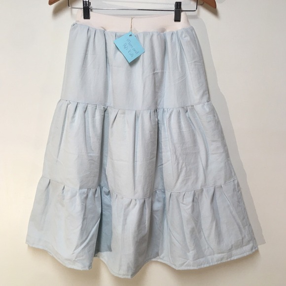 Skirt Girls L 10/12 100% Cotton Blue Ruffle Tier Maxi Lined Mom and Pop's Kids - Picture 1 of 11